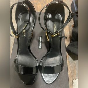 Dolce & Gabbana Keira Heel Sandals (size 38EU) Black and Gold